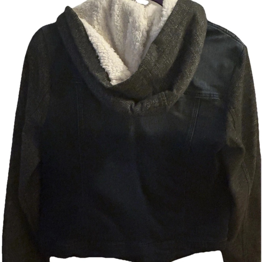 Miss Posh Sherpa-Lined Hooded Jean Jacket